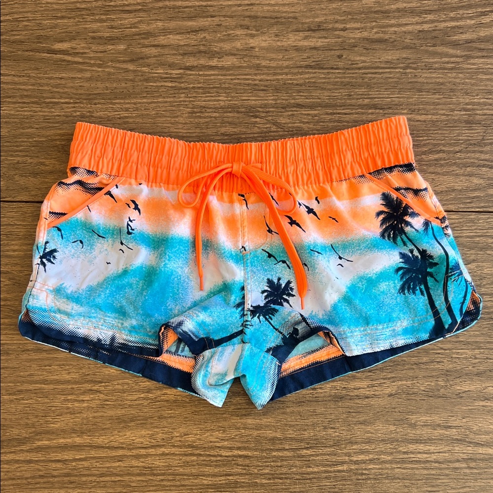Tropical Palm Orange and Blue Women's Shorts